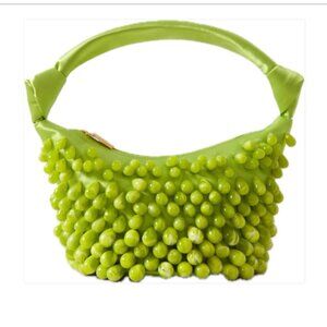 Cult Gaia Gia Faux Pearl Satin Shoulder Bag in Apple Green - NWT